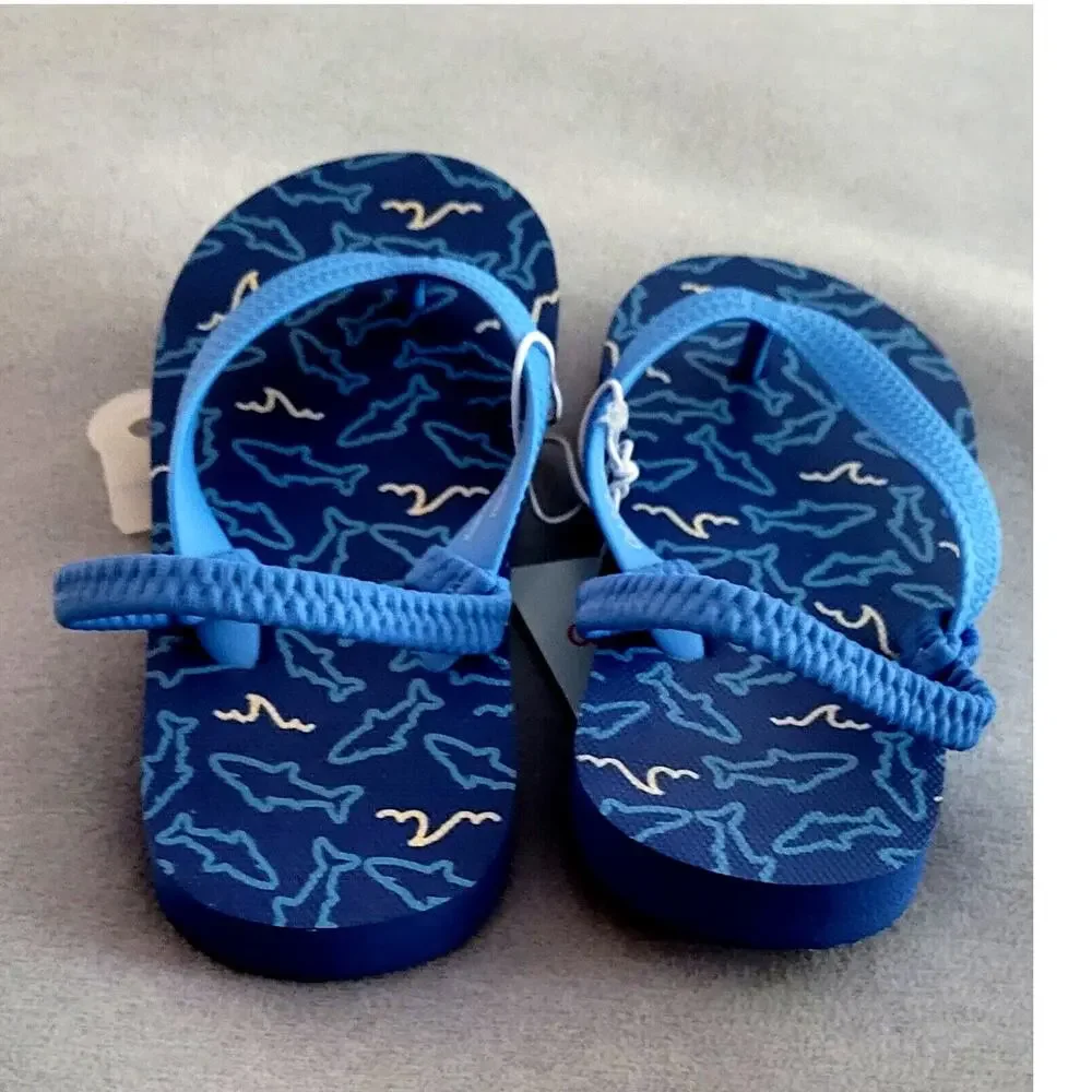 CAT & JACK Toddler Adrian Sandals/Flip Flops w/Back Elastic Strap-Sz 9/10 New!